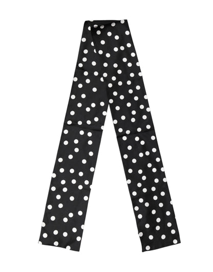 Scarf Black Polka Dot Silk Neck Wrap Foulard