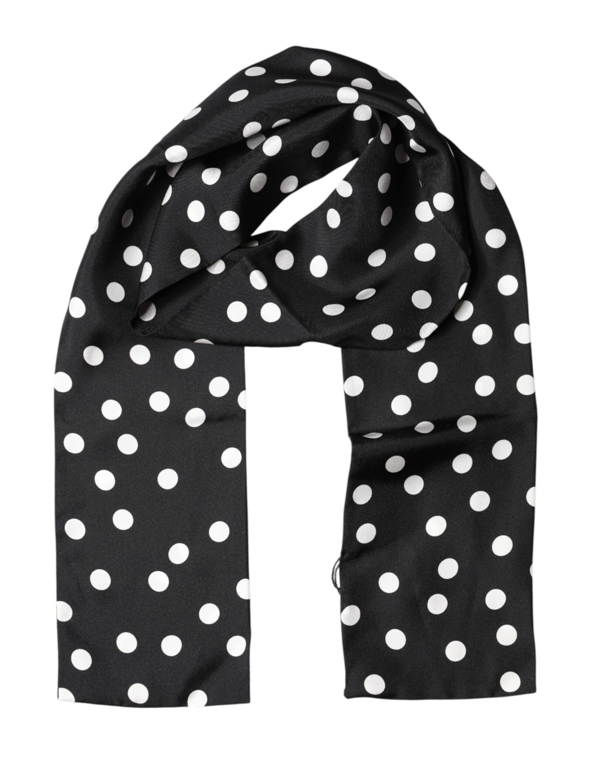 Scarf Black Polka Dot Silk Neck Wrap Foulard
