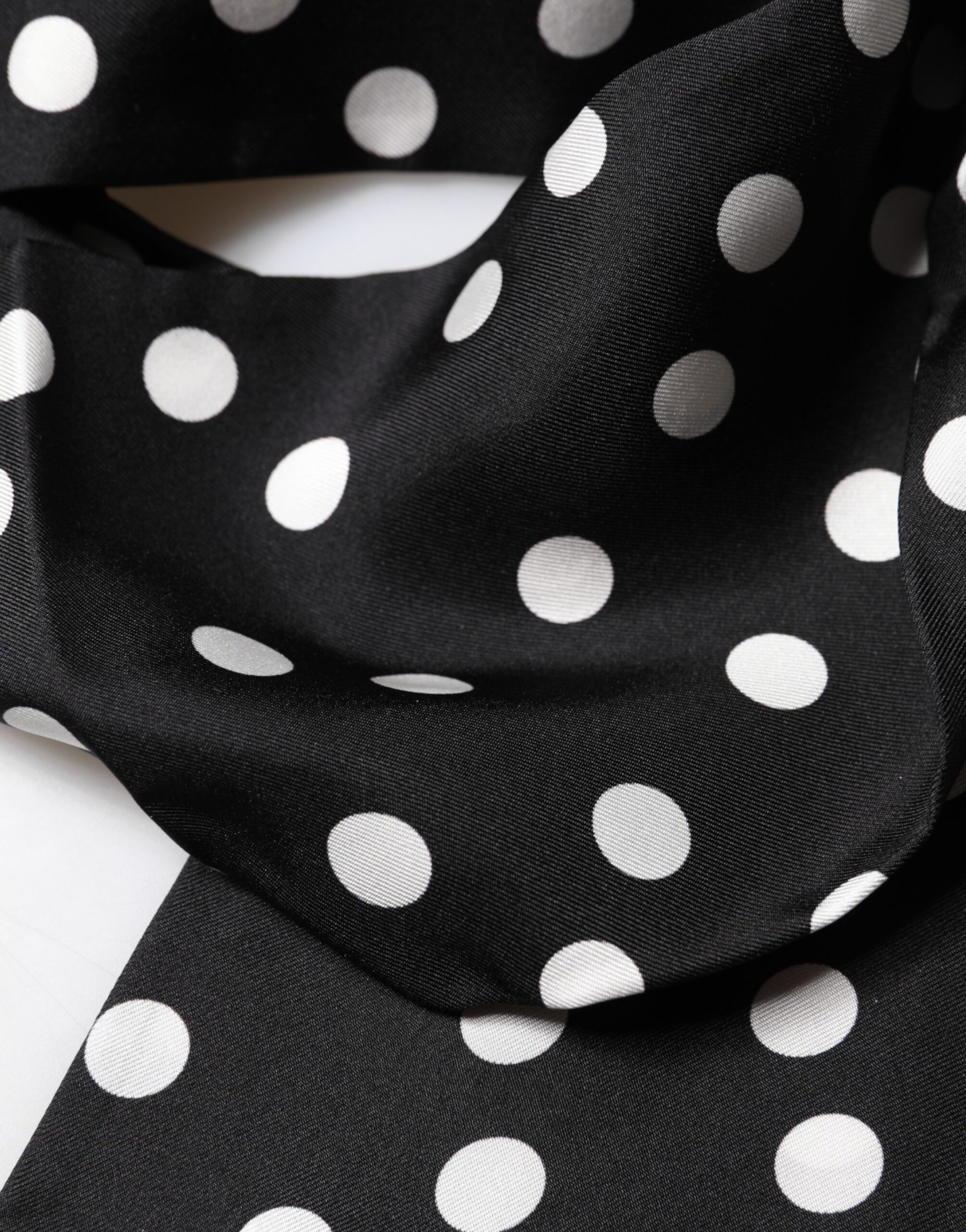 Scarf Black Polka Dot Silk Neck Wrap Foulard
