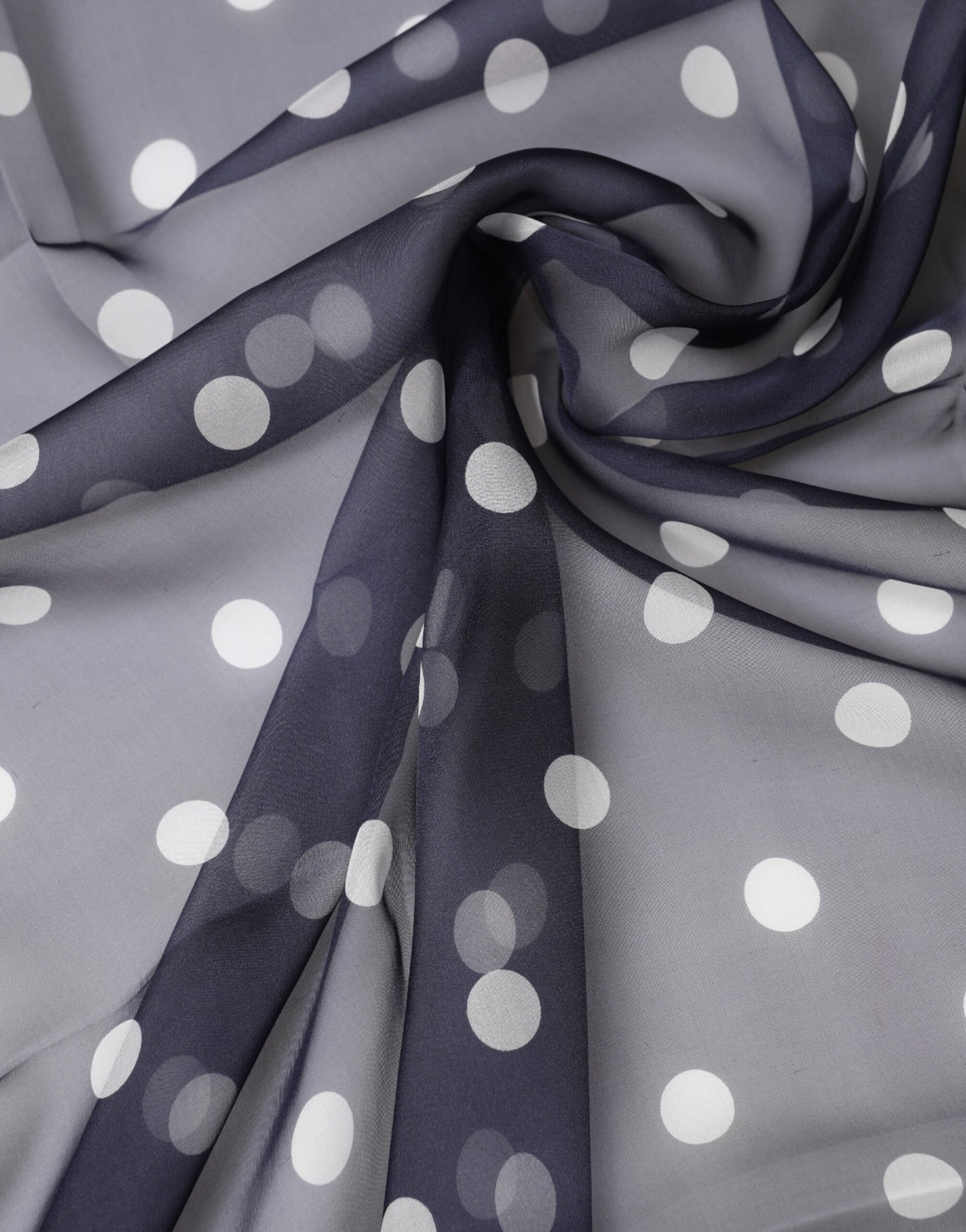 Blue Polka Dot Silk Neck Wrap Shawl 205cm x 132cm Scarf