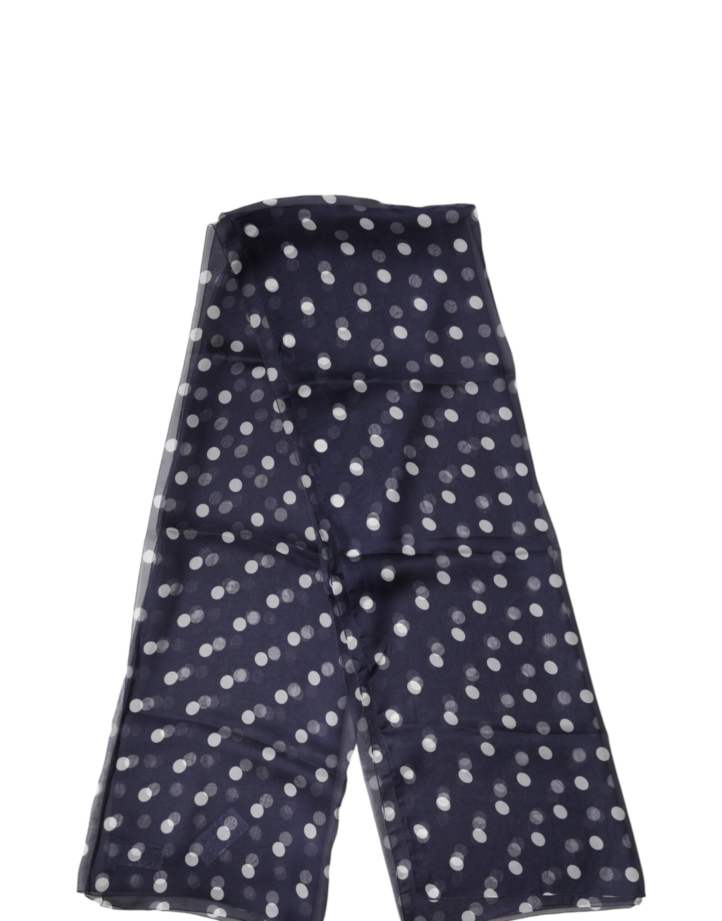 Blue Polka Dot Silk Neck Wrap Shawl 205cm x 132cm Scarf