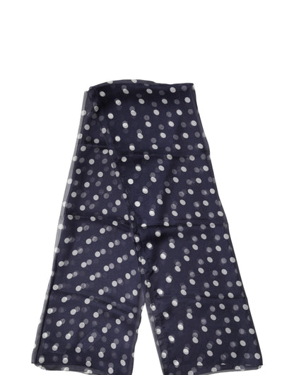 Blue Polka Dot Silk Neck Wrap Shawl 205cm x 132cm Scarf