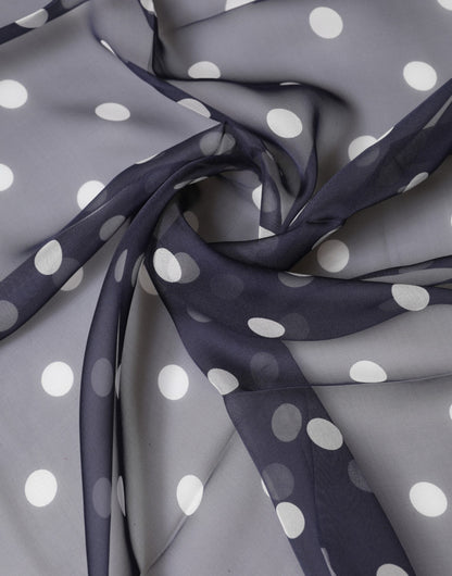 Blue Polka Dot Silk Square Foulard 91.5cm x 89.5cm Scarf