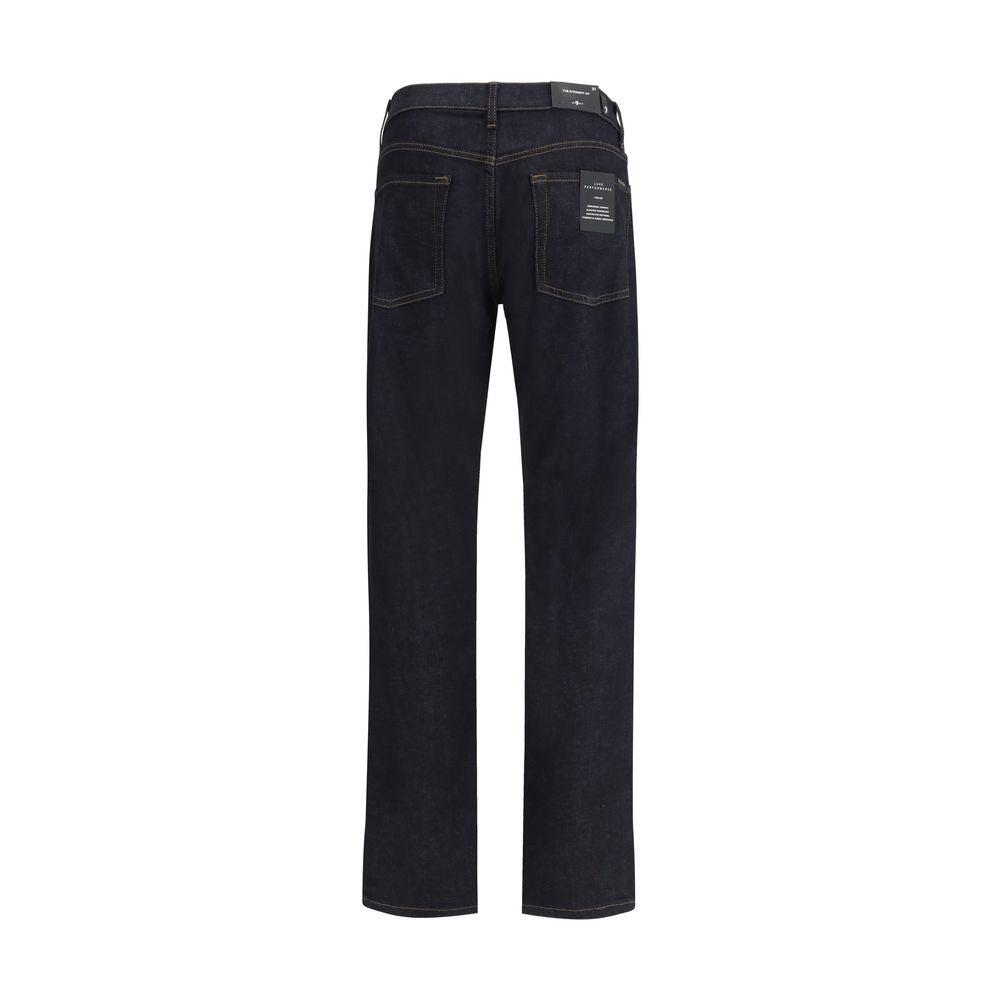 Blue Cotton Straight-Leg Jeans