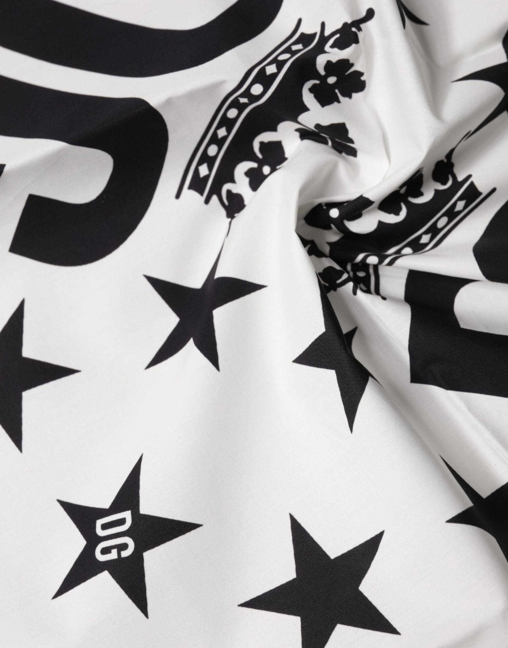 White DG Crown Print Square Foulard 52cm x 50.5cm Scarf