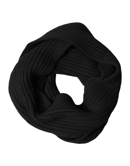 Black Cashmere Knit Neck Wrap Shawl 202cm x 26cm  Scarf