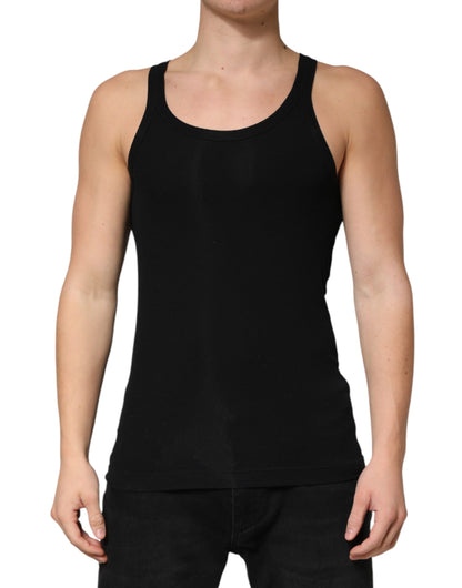 Black Sleeveless Round Neck Tank Top  T-shirt