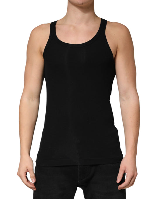 Black Sleeveless Round Neck Tank Top  T-shirt