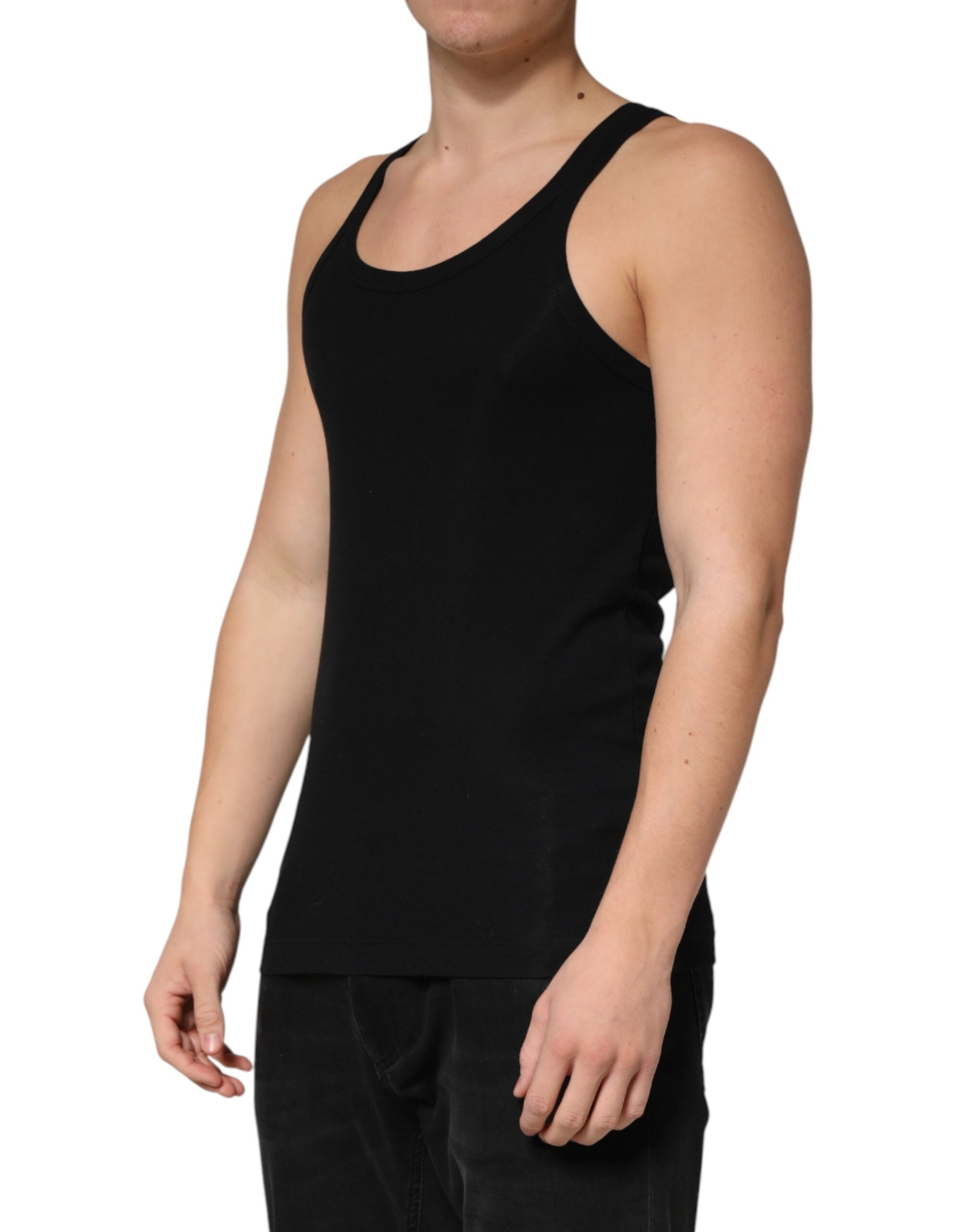 Black Sleeveless Round Neck Tank Top  T-shirt
