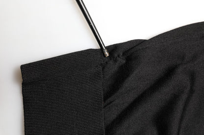 Black Silk Collared Short Sleeve Polo  T-shirt