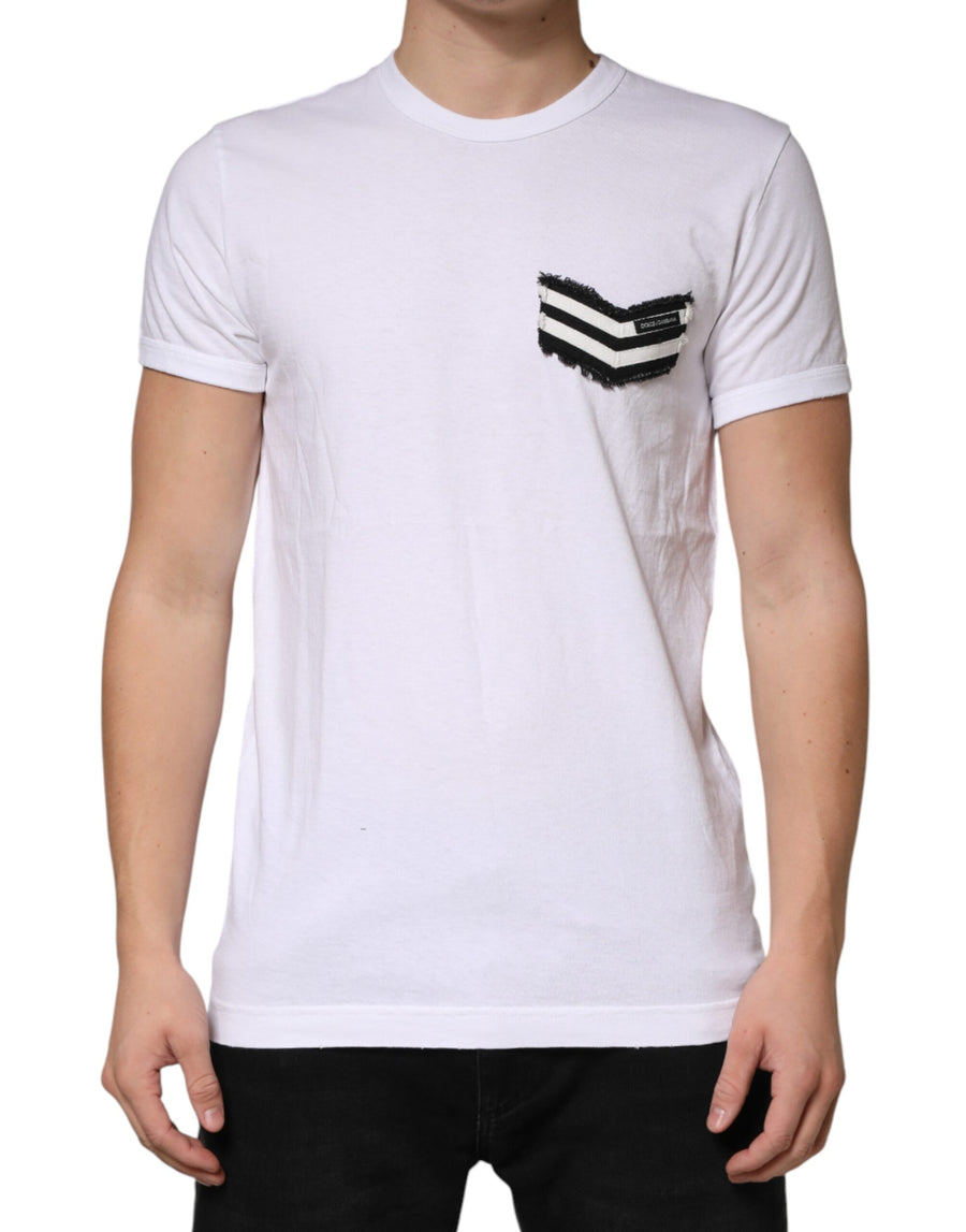 White Stripes Cotton Crew Neck Tee  T-shirt