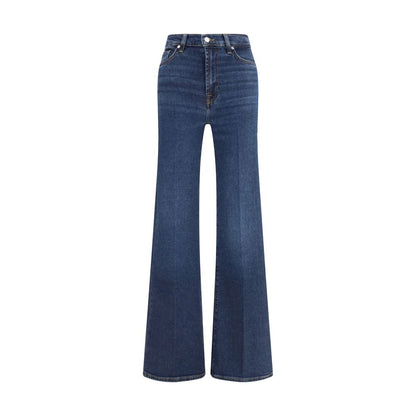 Blue Cotton Flared Jeans