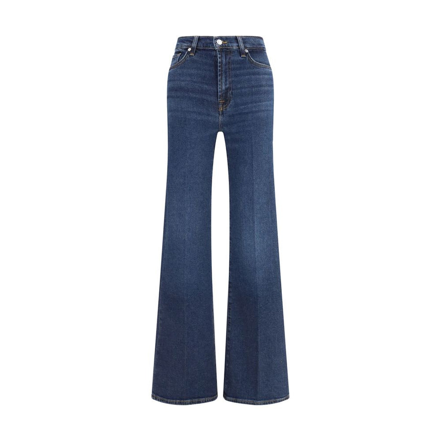 Blue Cotton Flared Jeans