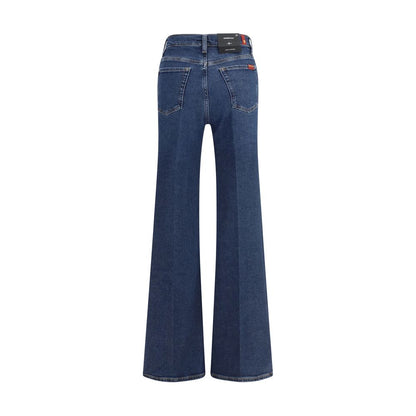Blue Cotton Flared Jeans