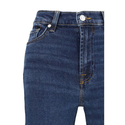 Blue Cotton Flared Jeans