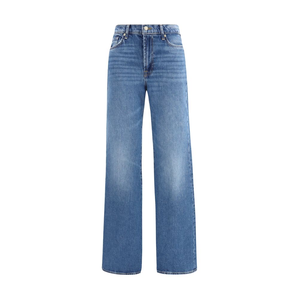 Blue Cotton Flared Jeans