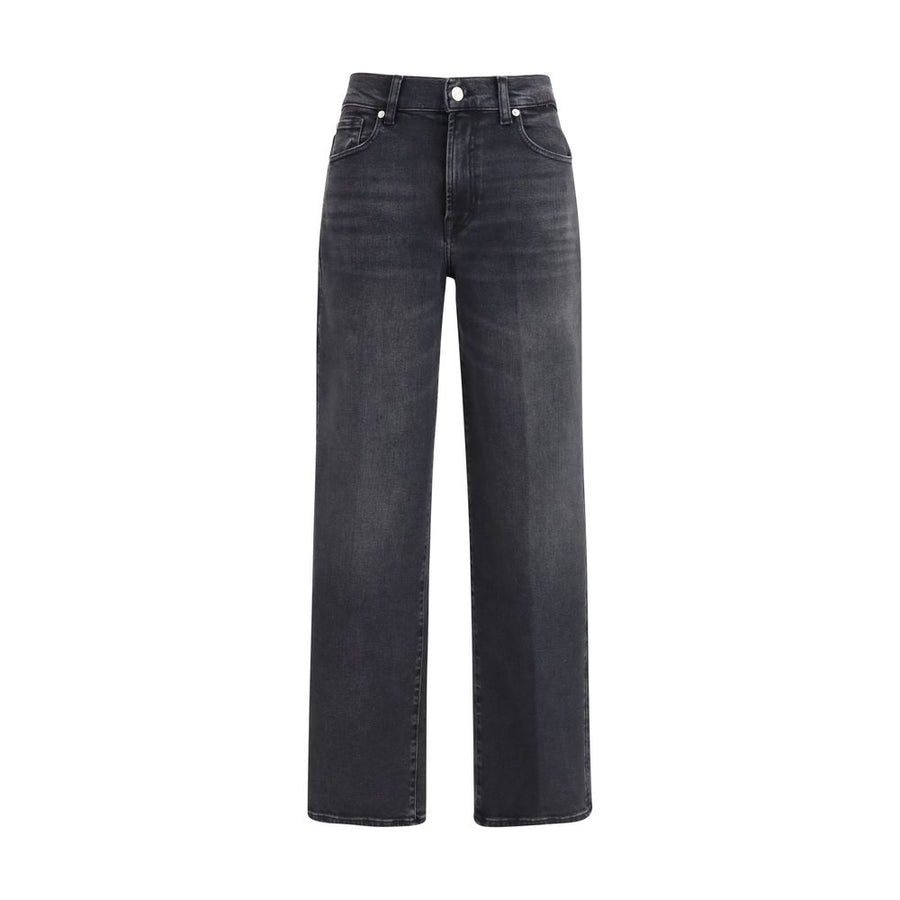 Black Cotton Straight-Leg Jeans