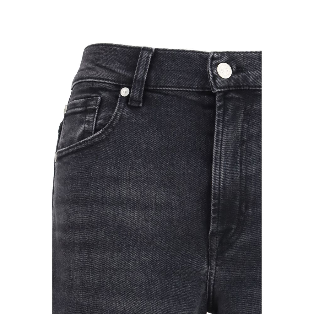Black Cotton Straight-Leg Jeans
