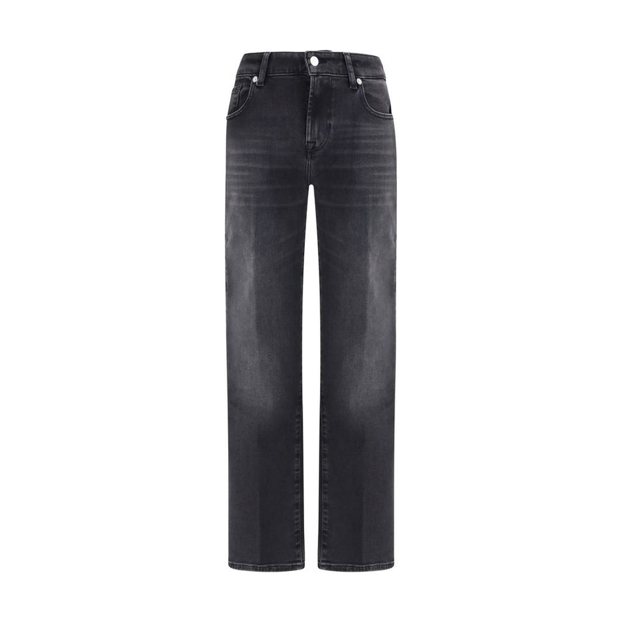 Black Cotton Straight-Leg Jeans