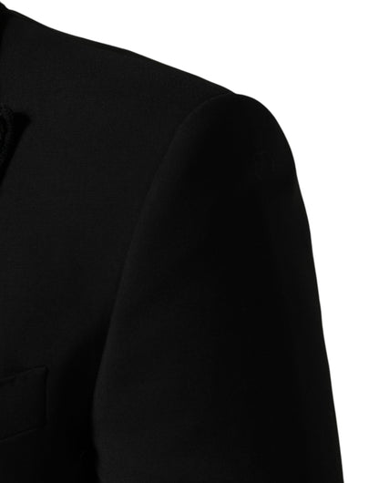 Black Wool Single Breasted 3 Piece Men Suit