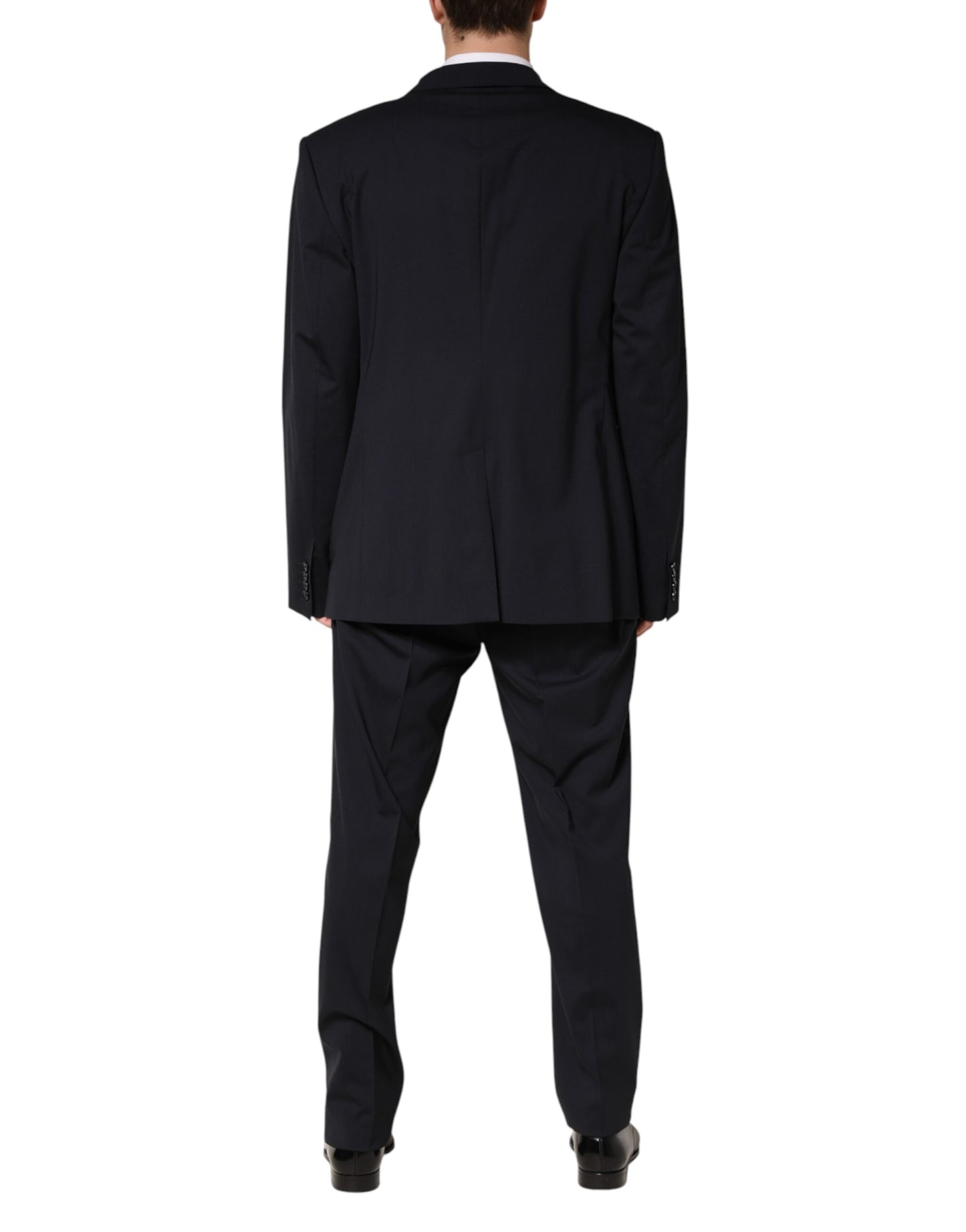 Blue Wool Double Breasted 2 Piece Men Suit