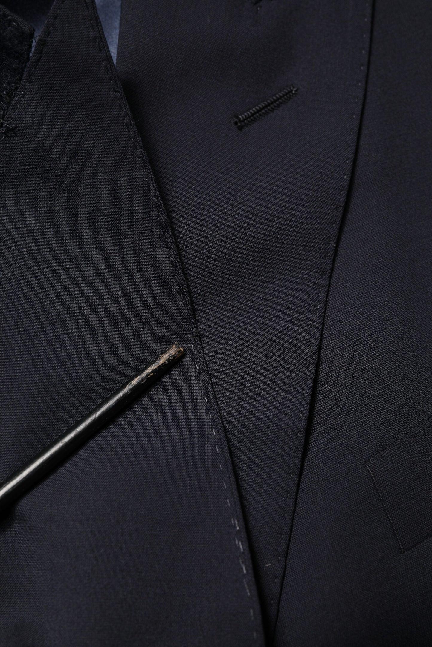 Blue Wool Double Breasted 2 Piece Men Suit