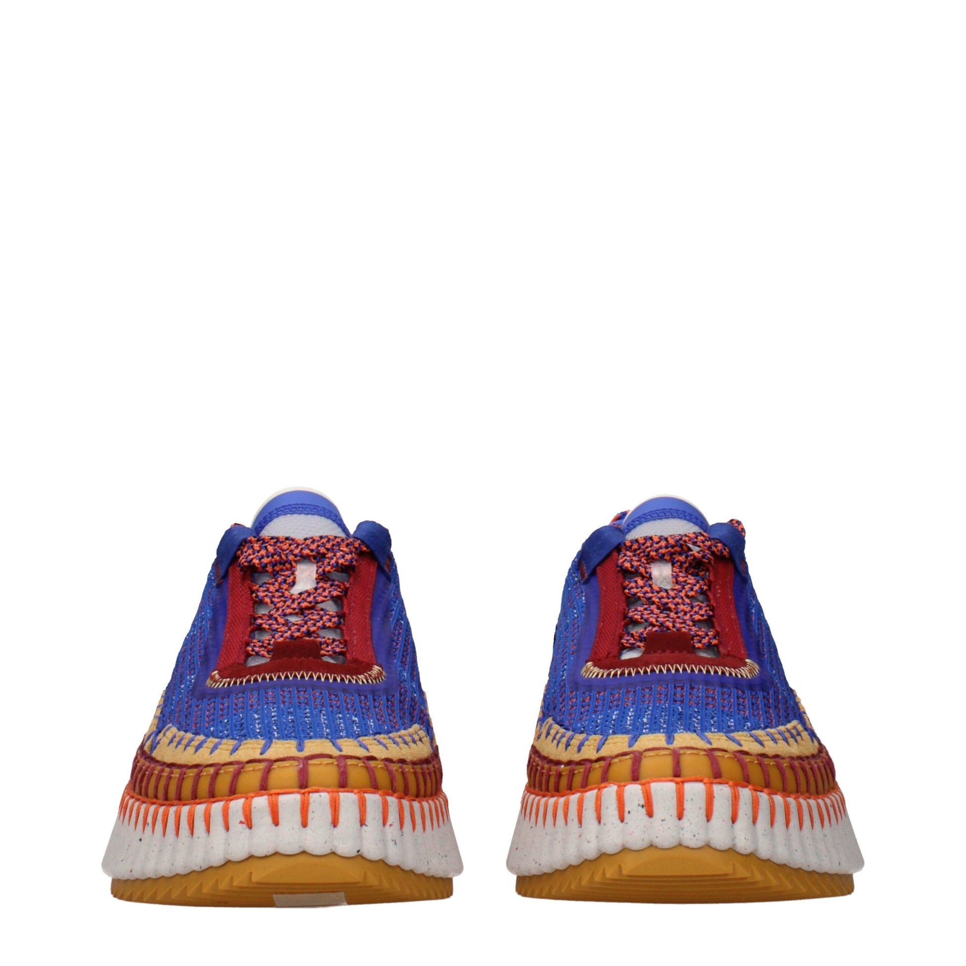 Blue Fabric Chunky Sneakers