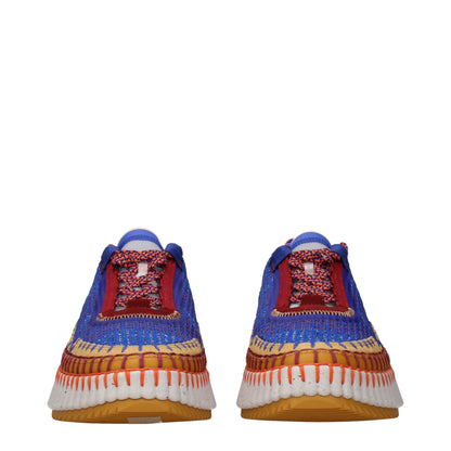 Blue Fabric Chunky Sneakers