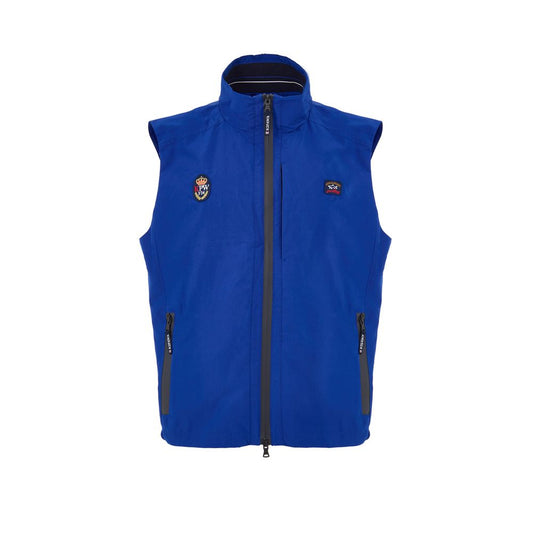 Blue Polyester Sleveless Jacket