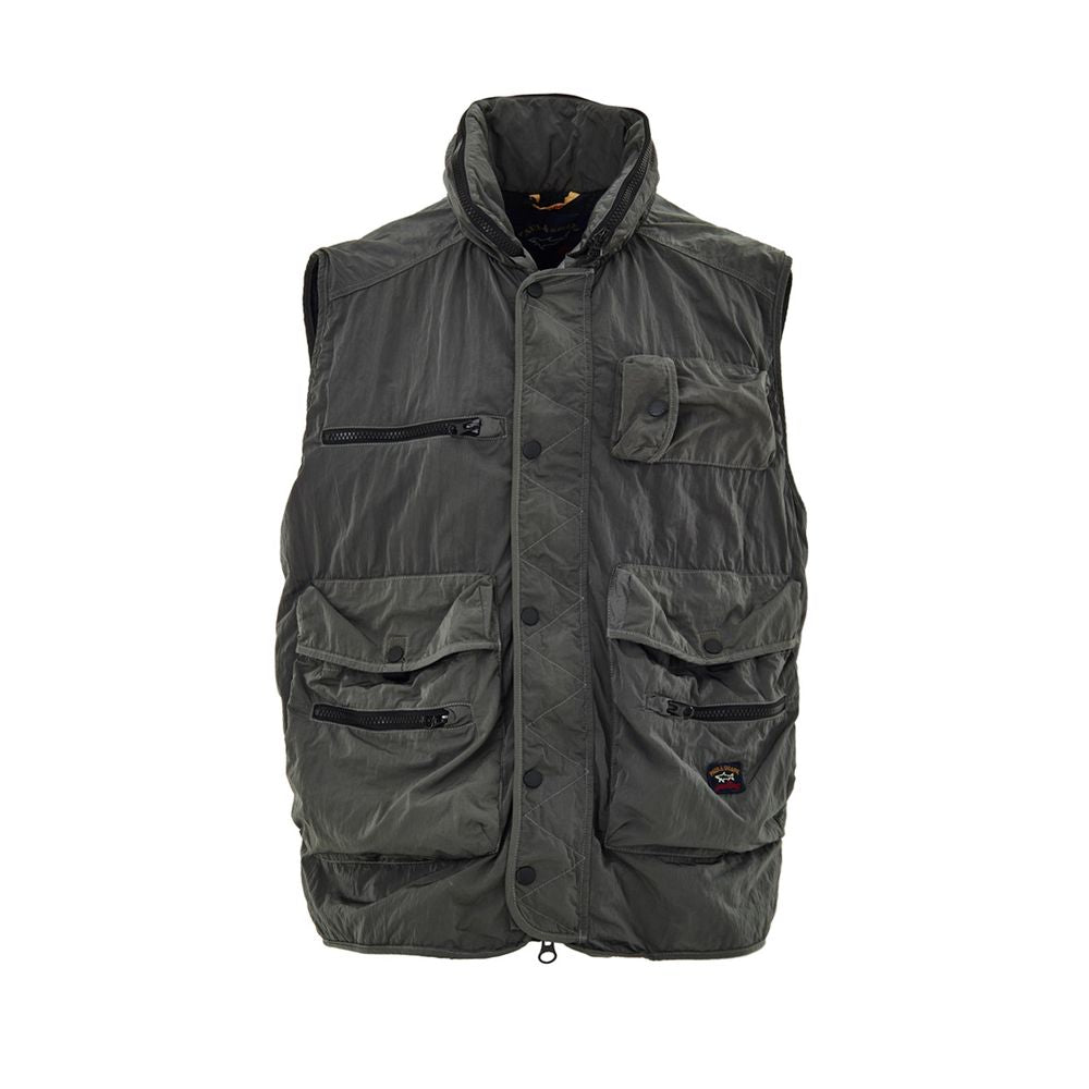 Gray Polyester Sleveless Jacket