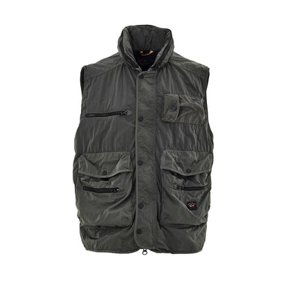 Gray Polyester Sleveless Jacket