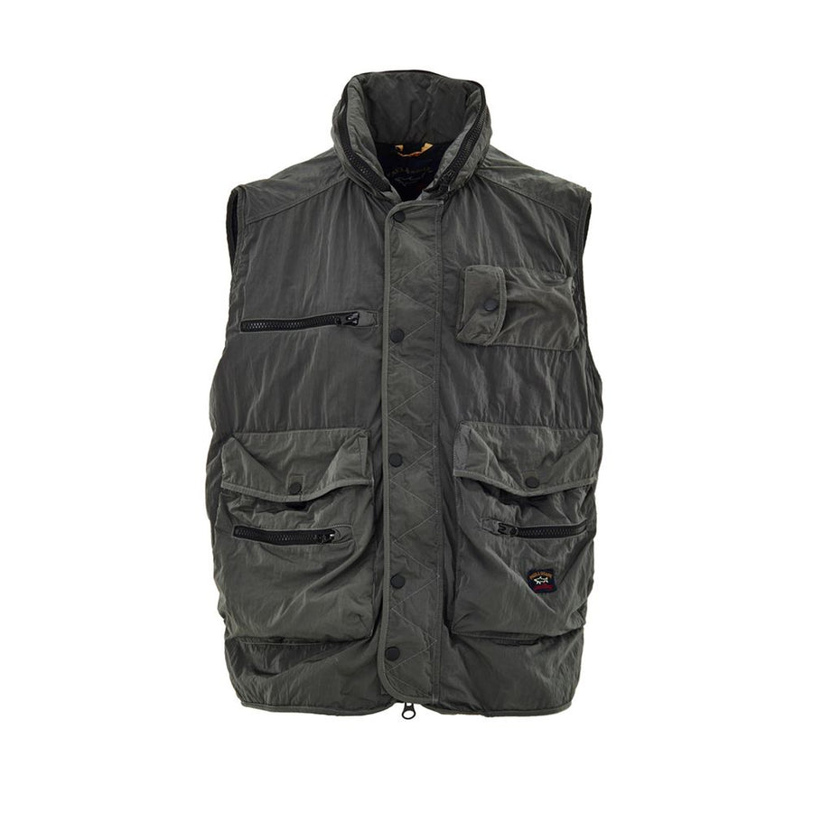 Gray Polyester Sleveless Jacket