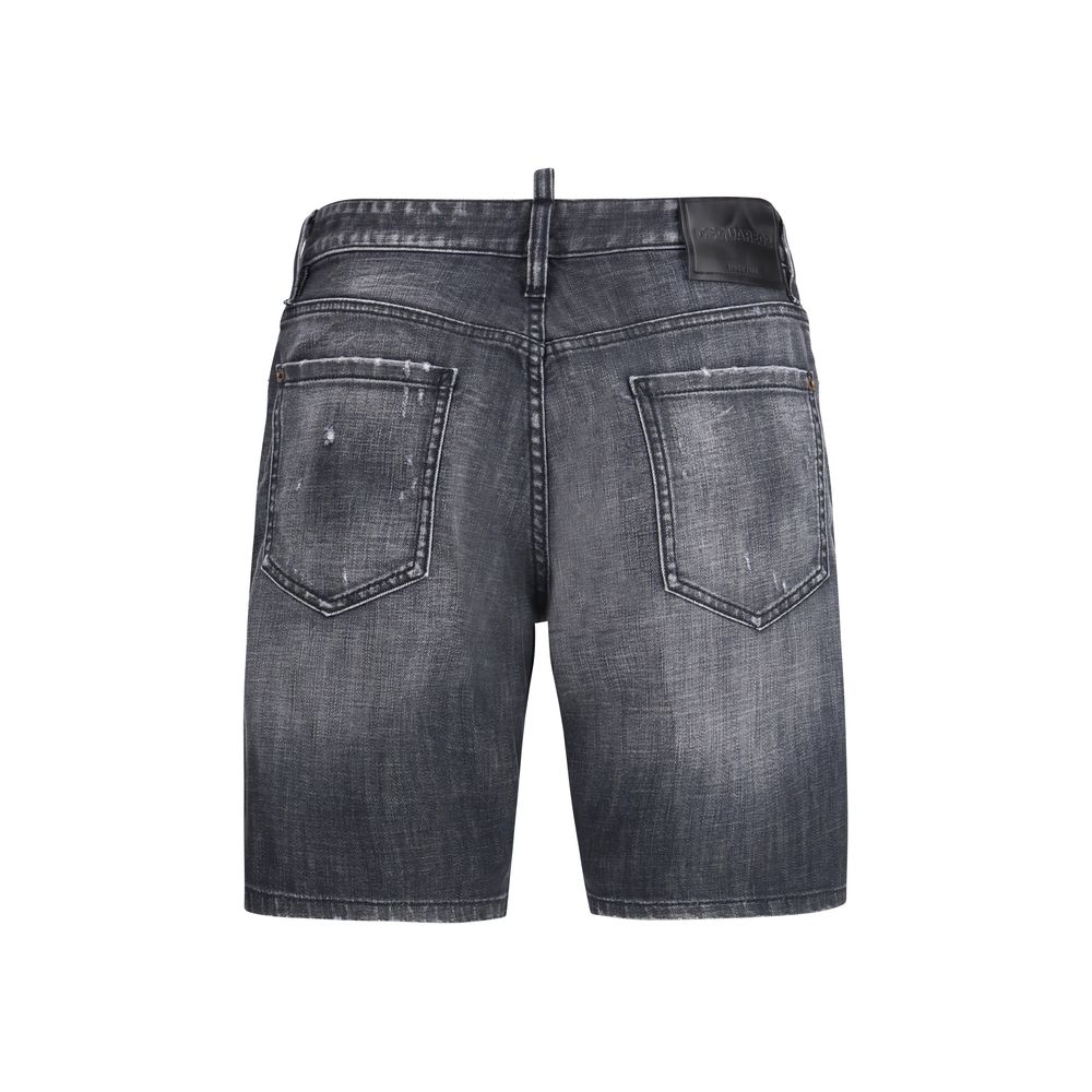 Black Cotton Bermuda Shorts