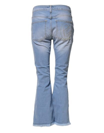 Light Blue Washed High Waist Bootcut Denim Jeans