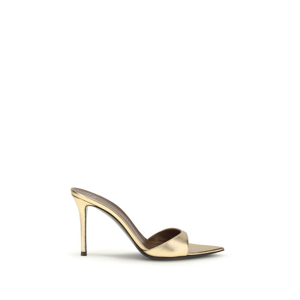 Gold Leather Stiletto Heel Sandals