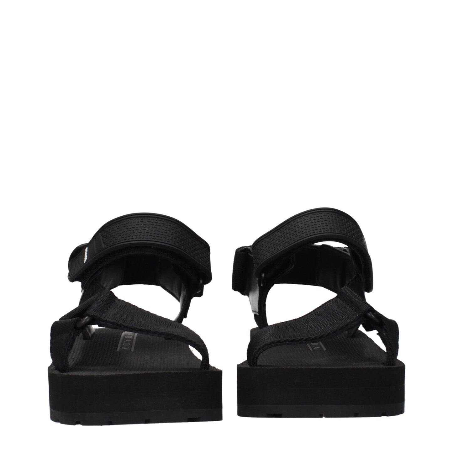 Black Fabric Flat Sandals