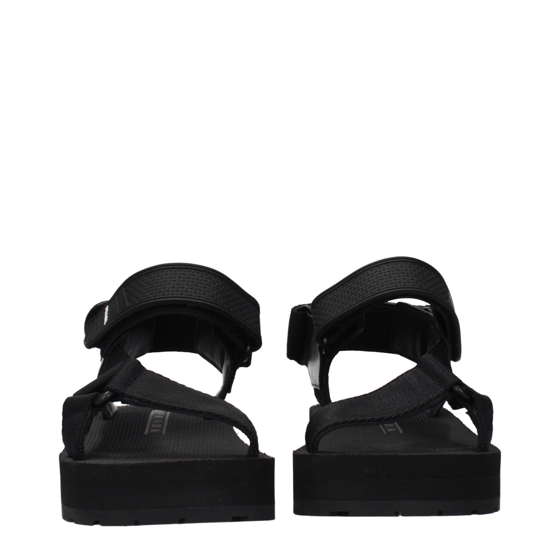 Black Fabric Flat Sandals
