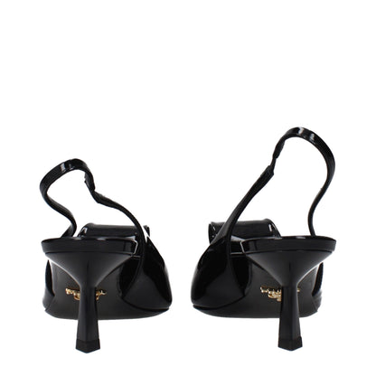 Black Leather Stiletto Heel Sandals