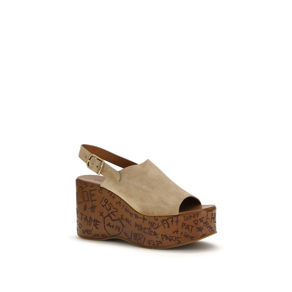 Beige Lamb Ovis Aries Aries Platform Sandals