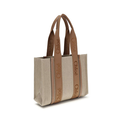 Beige Linen Shoulder Bag