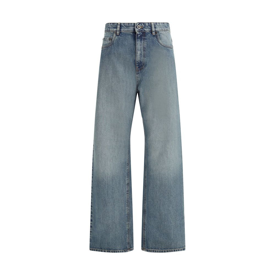 Blue Cotton Straight-Leg Jeans