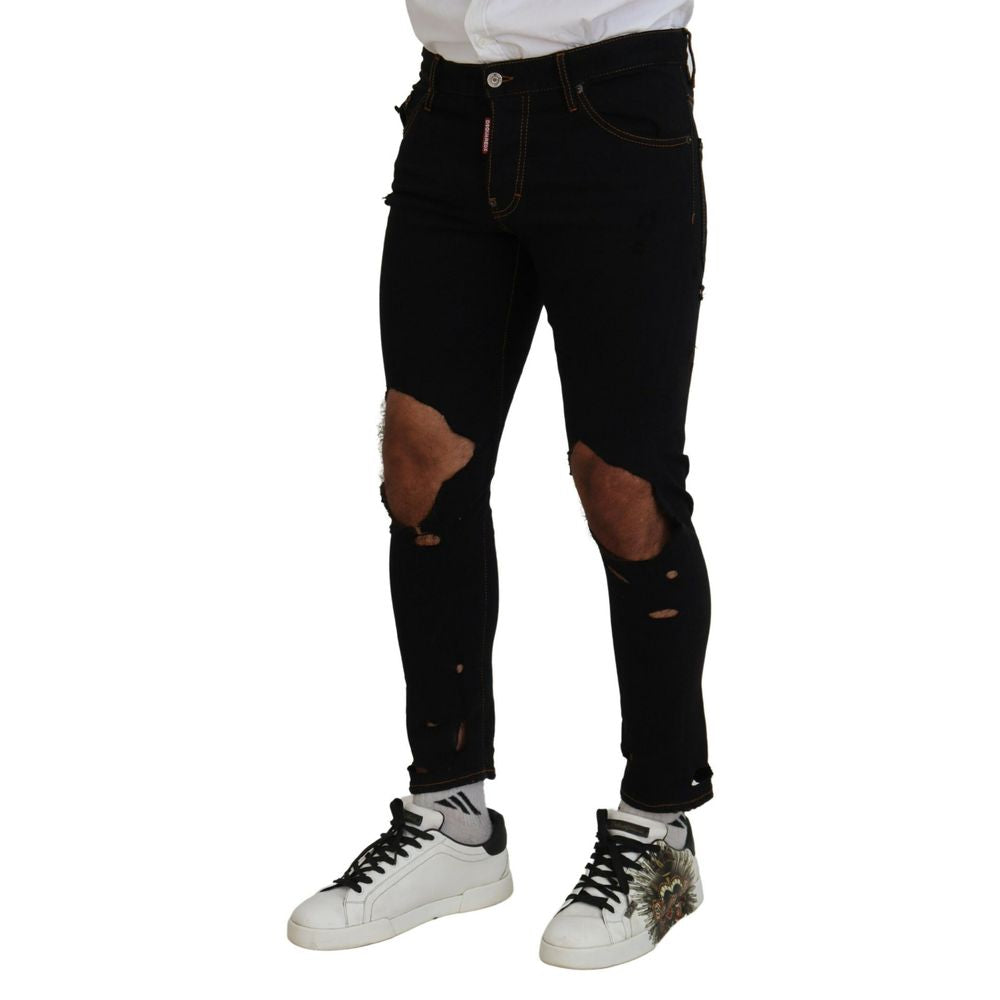 Black Cotton Skinny Pants