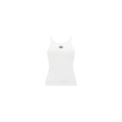 White Cotton Sleeveles T-Shirt