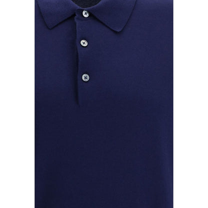 Blue Cotton Polo Shirt